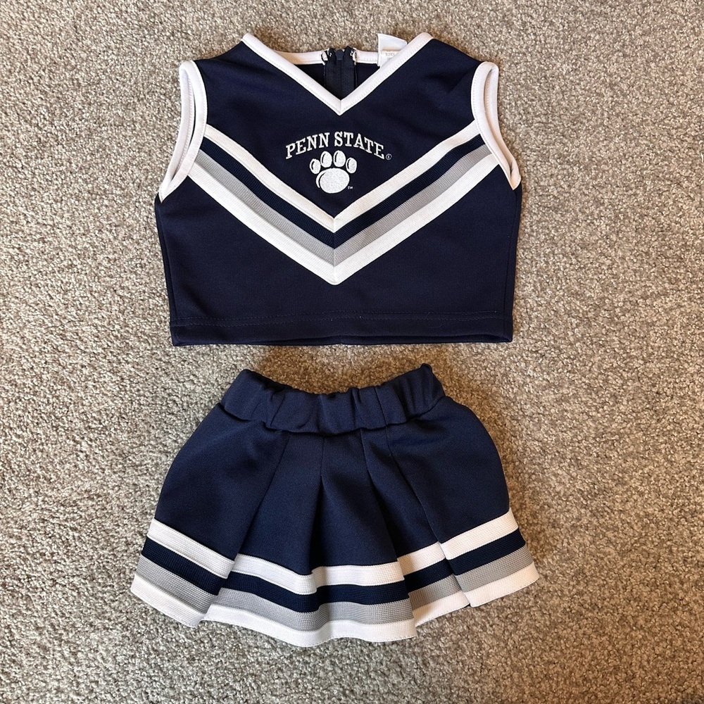Girls Penn State Cheerleading uniform costume. Size 2. Little King skirt and top